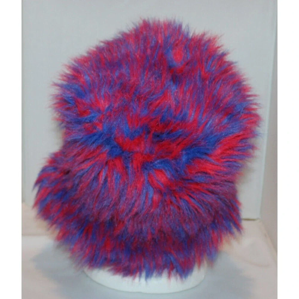 colorful Knott's Berry Farm Fuzzy Floppy bucket hat Red & Blue HTF Rare